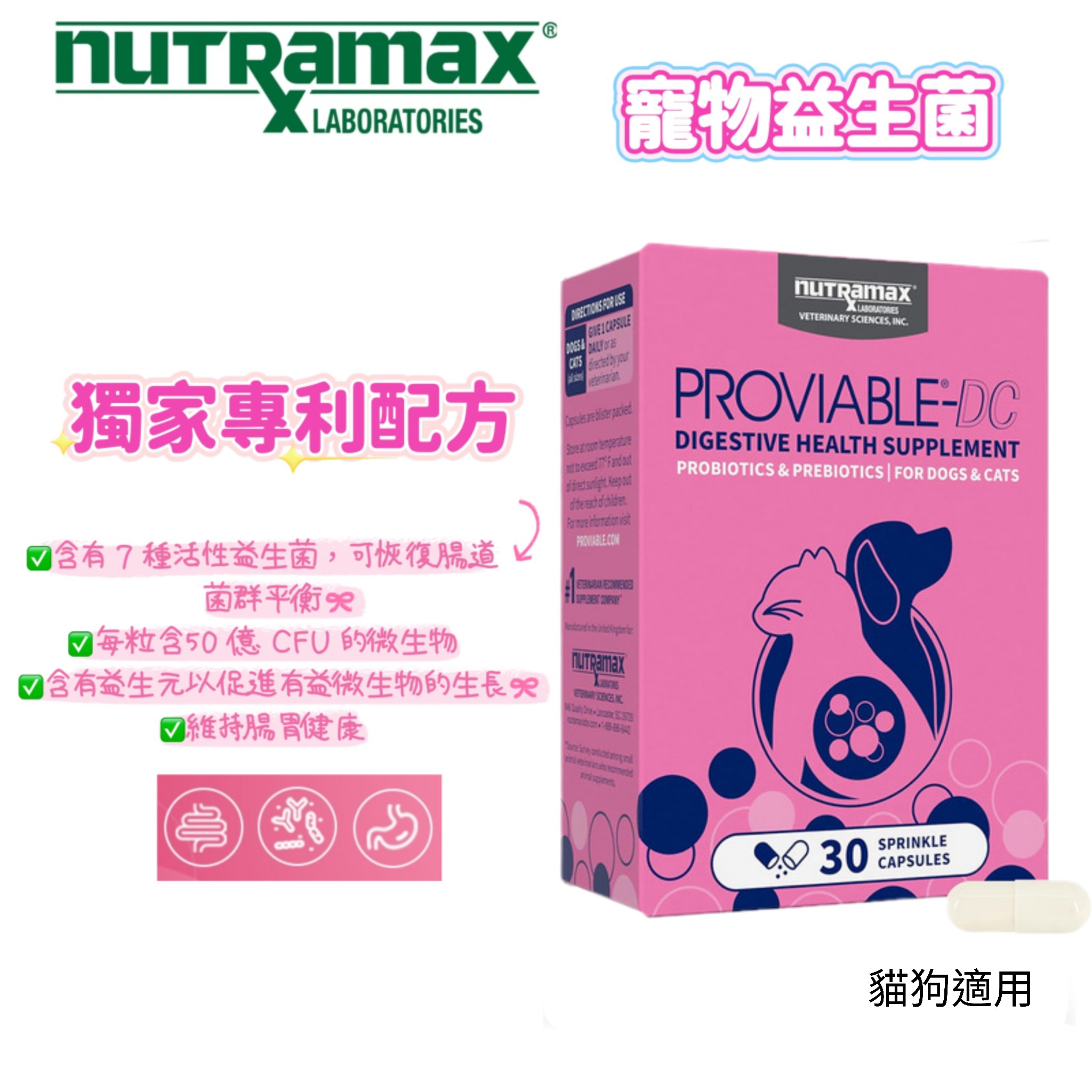 美國 Nutramax Proviable-DC  寵物益生菌