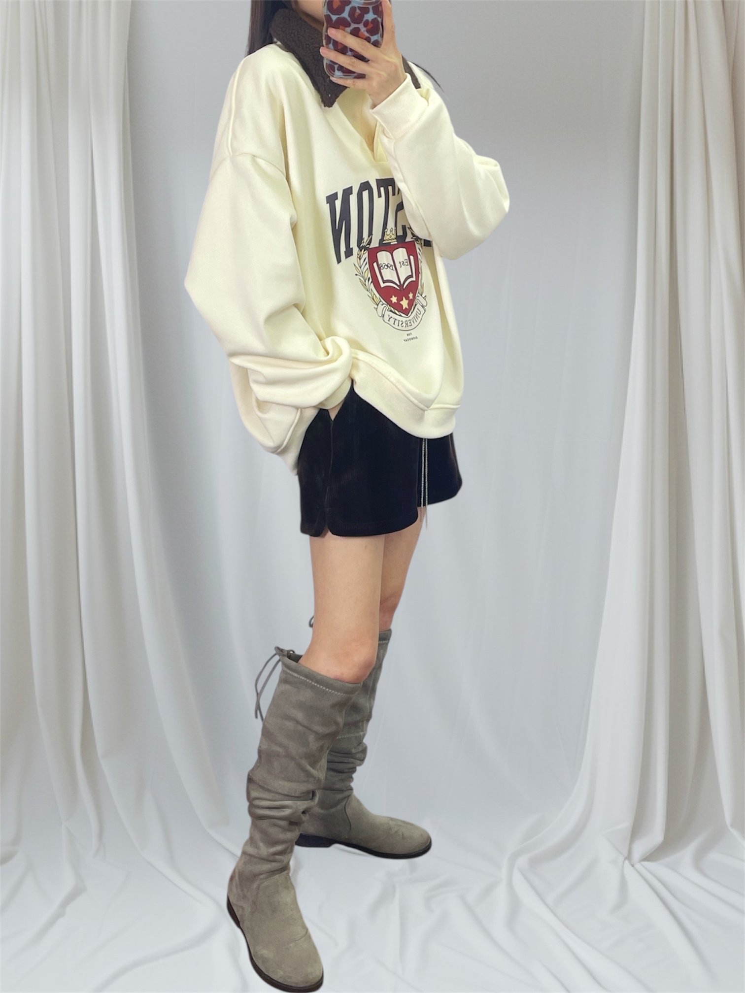 K5539 薄絨底X羊羔毛領衛衣