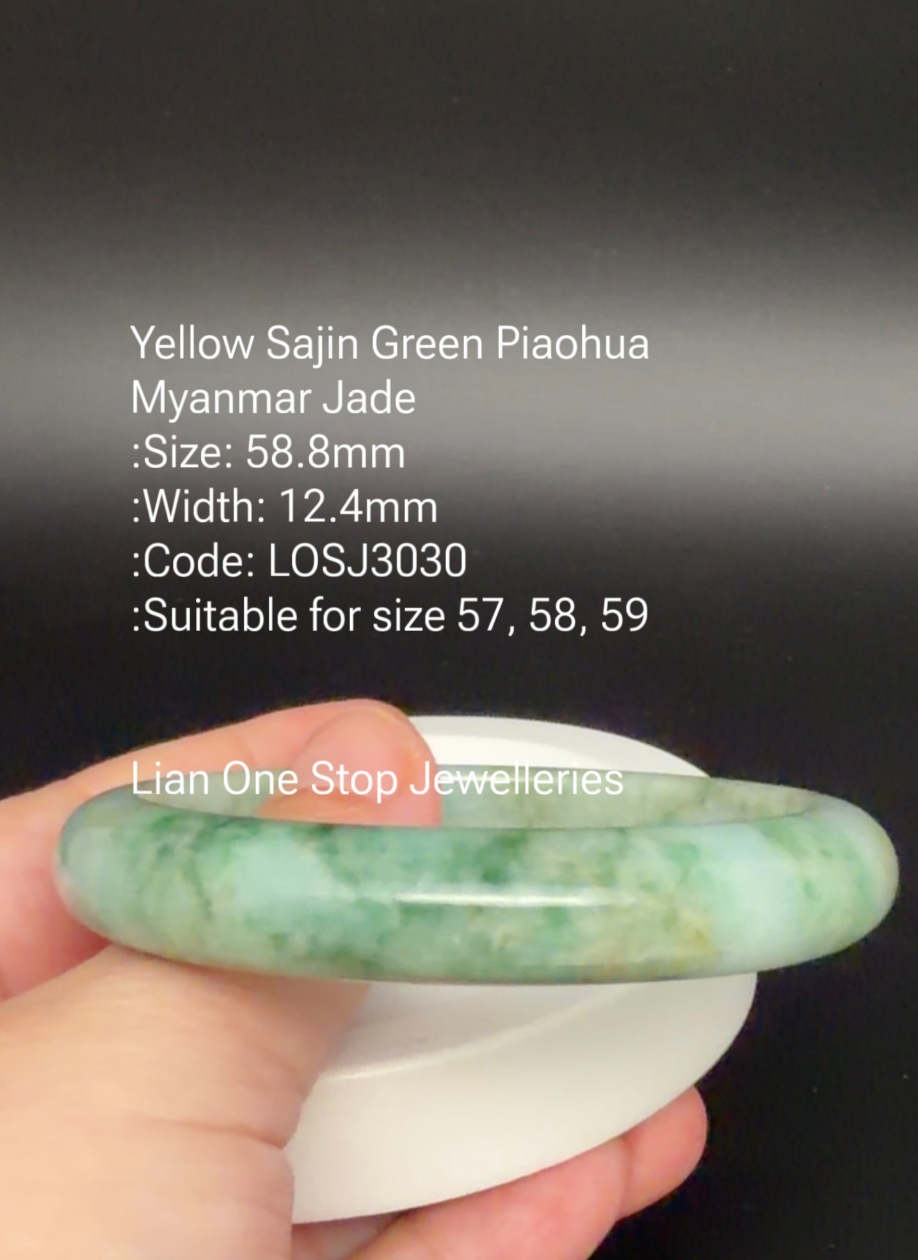 5.88cm Code: LOSJ3030 Yellow Sajin Green Piaohua  Myanmar Jade 