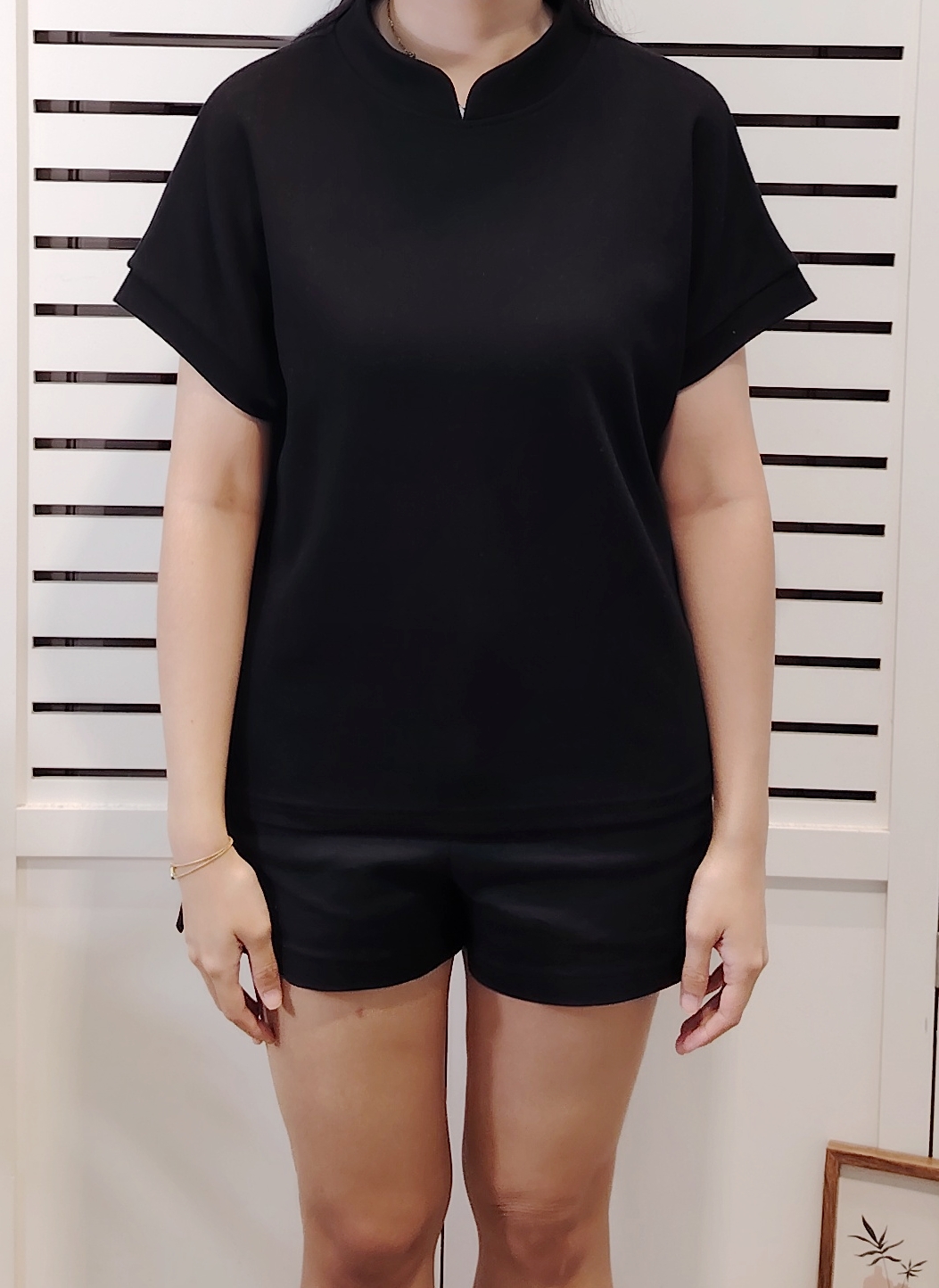 M2904 Mandrin Collar Cny Tee