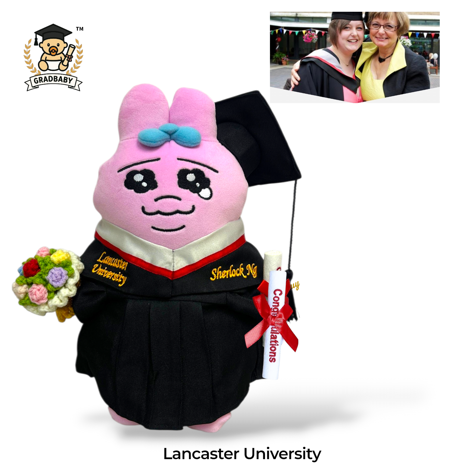 英國蘭卡斯特大學畢業公仔 褲褲兔 底褲兔 Opanchu Usagi 27cm 可加繡英文名字 Lancaster University 畢業禮物 正版香港現貨 GradBaby