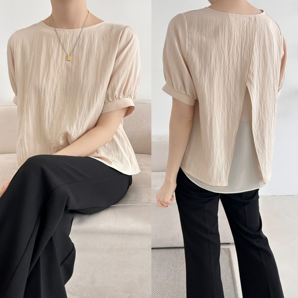 G6111 韓國🇰🇷特色皺皺拼布top