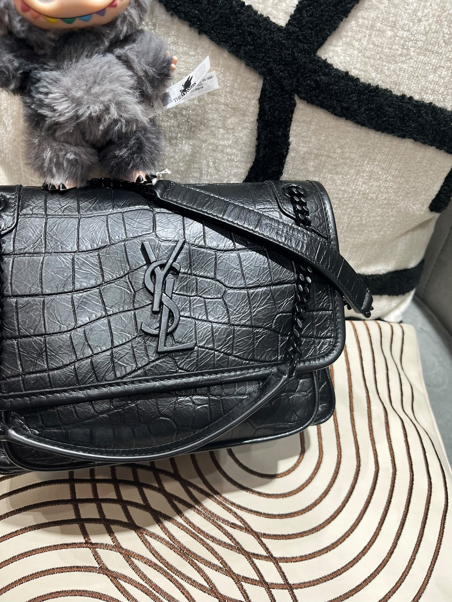YSL Niki baby黑色鱷魚壓紋 Shoulder bag 100%Authentic, 98%New ✅Dust bag