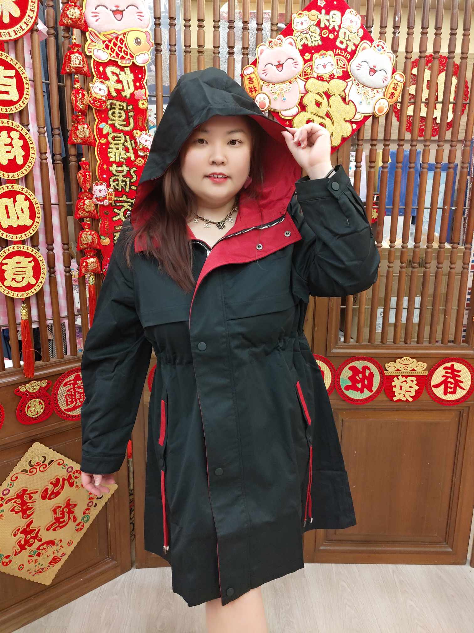 NBA29 长版连帽单层设计冲锋衣