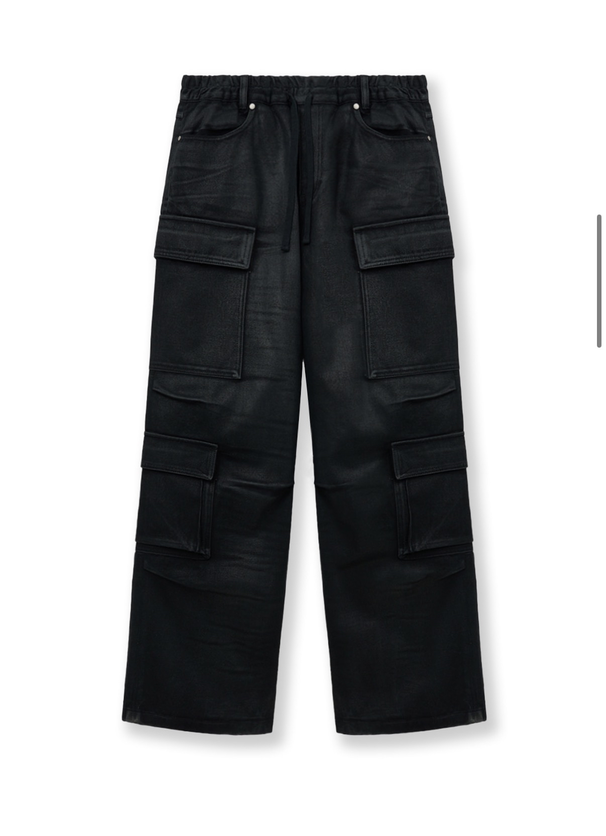 MATIN KIM 特價場 COATING CARGO DENIM PANTS IN BLACK