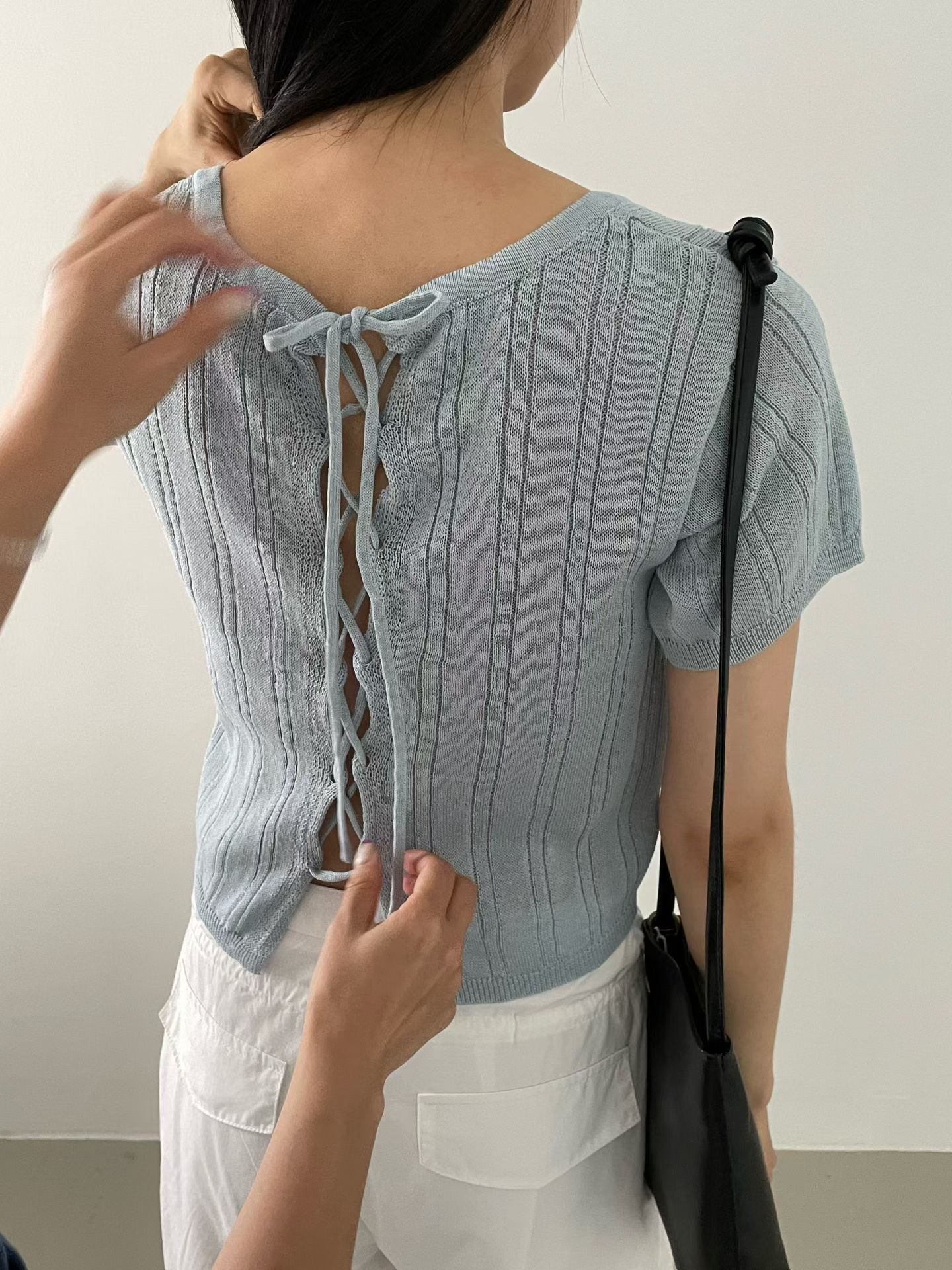 東大門女裝Find | ribbon knit top(可前後著)