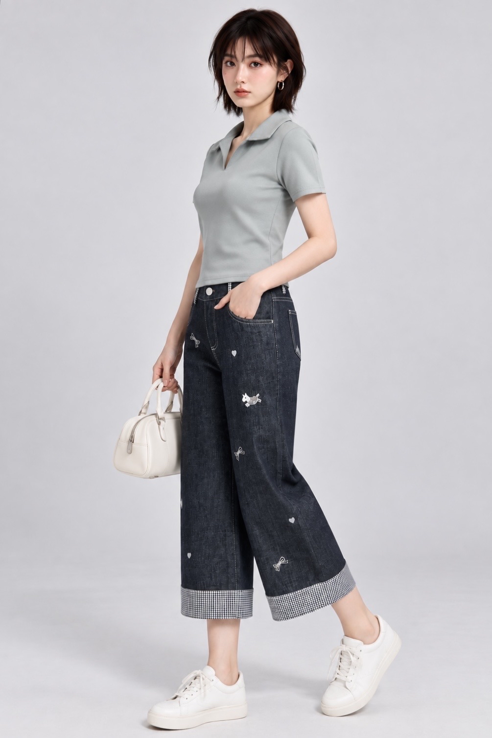 309841 Soft Polo Collar Knit Top