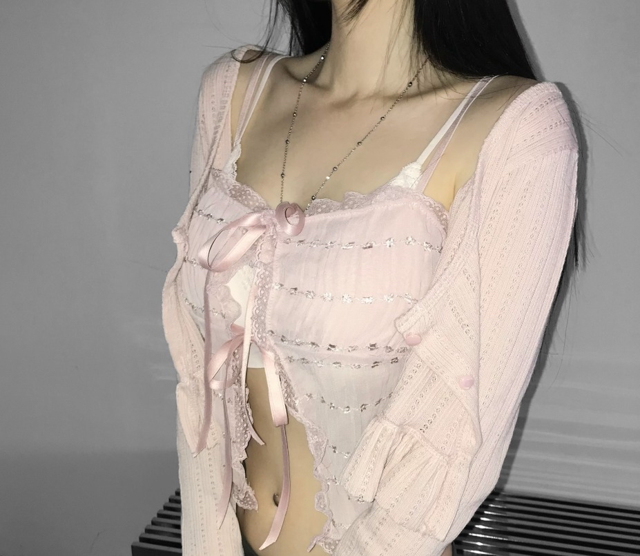 三色薄紗層次上衣