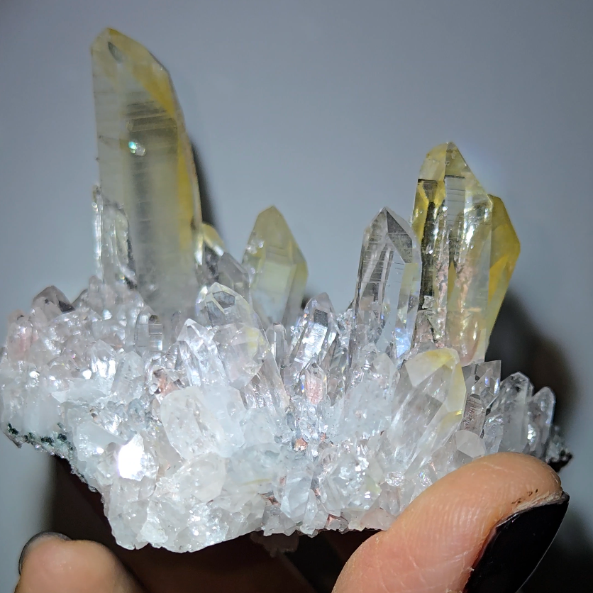 Pink Lemurian quartz with mango quartz - LQ526