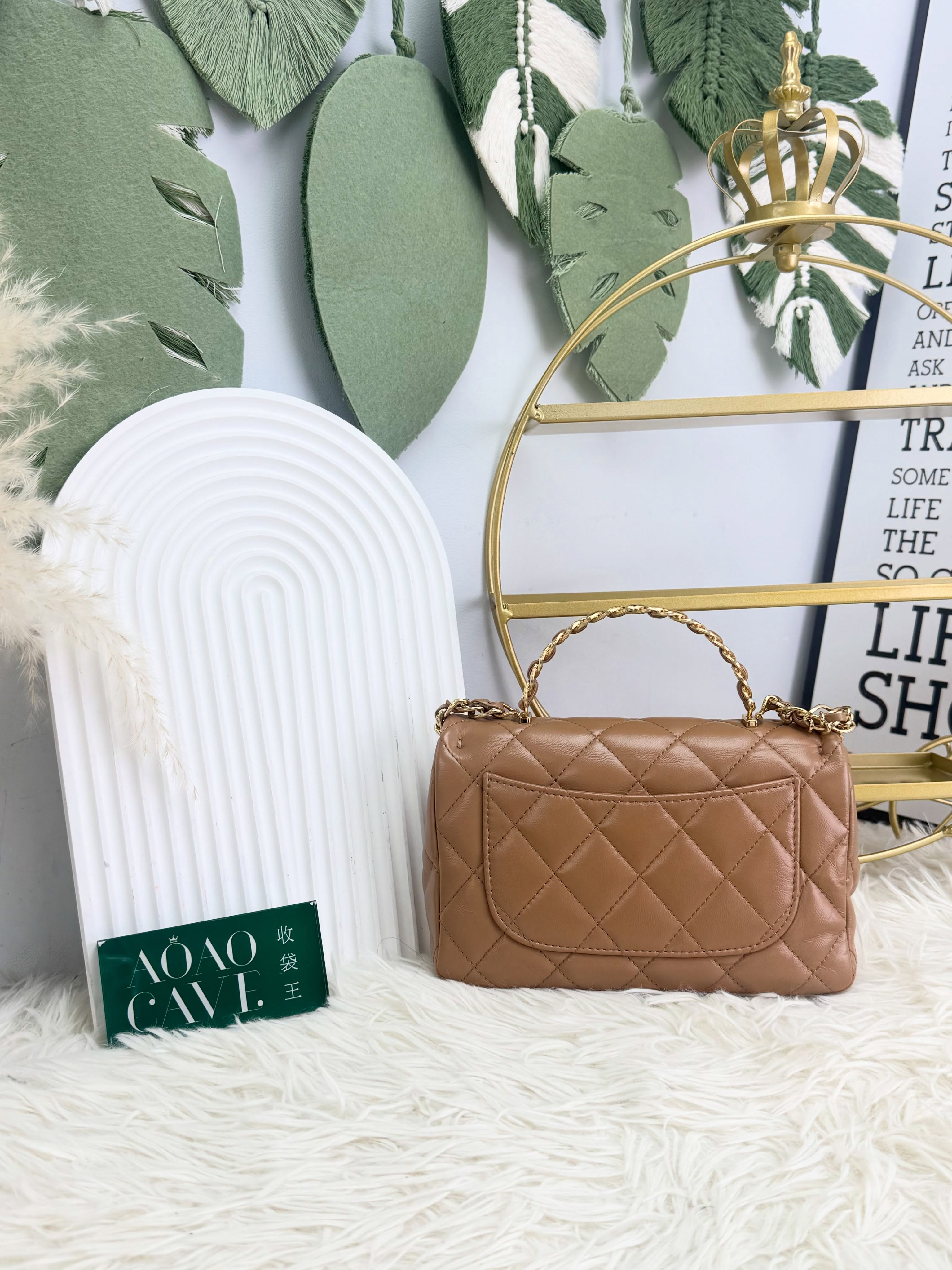 Chanel👜 PRE OWNED 🛍️駝色cf handle晶片款 🧡全套有單 🤎