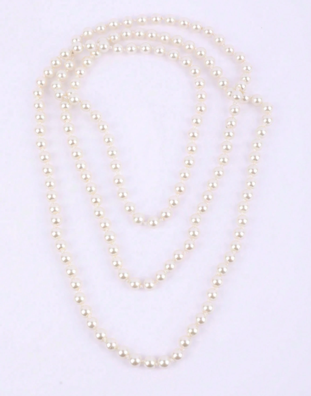 Classic Faux Pearl Long Necklace