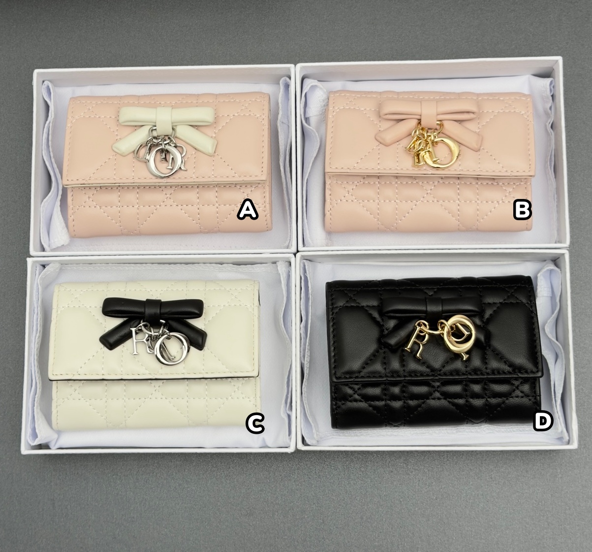 【頂級原單】DIOR Lady Dior Glycine Wallet 藤格紋羊皮銀包
