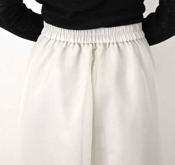 歐根紗x塔夫綢褶襇蠶繭裙 - 2026 流行穿搭  女士長裙 春夏時尚穿搭 優雅日常 成人休閒 易於配搭 日本直送   #JP-I-260025