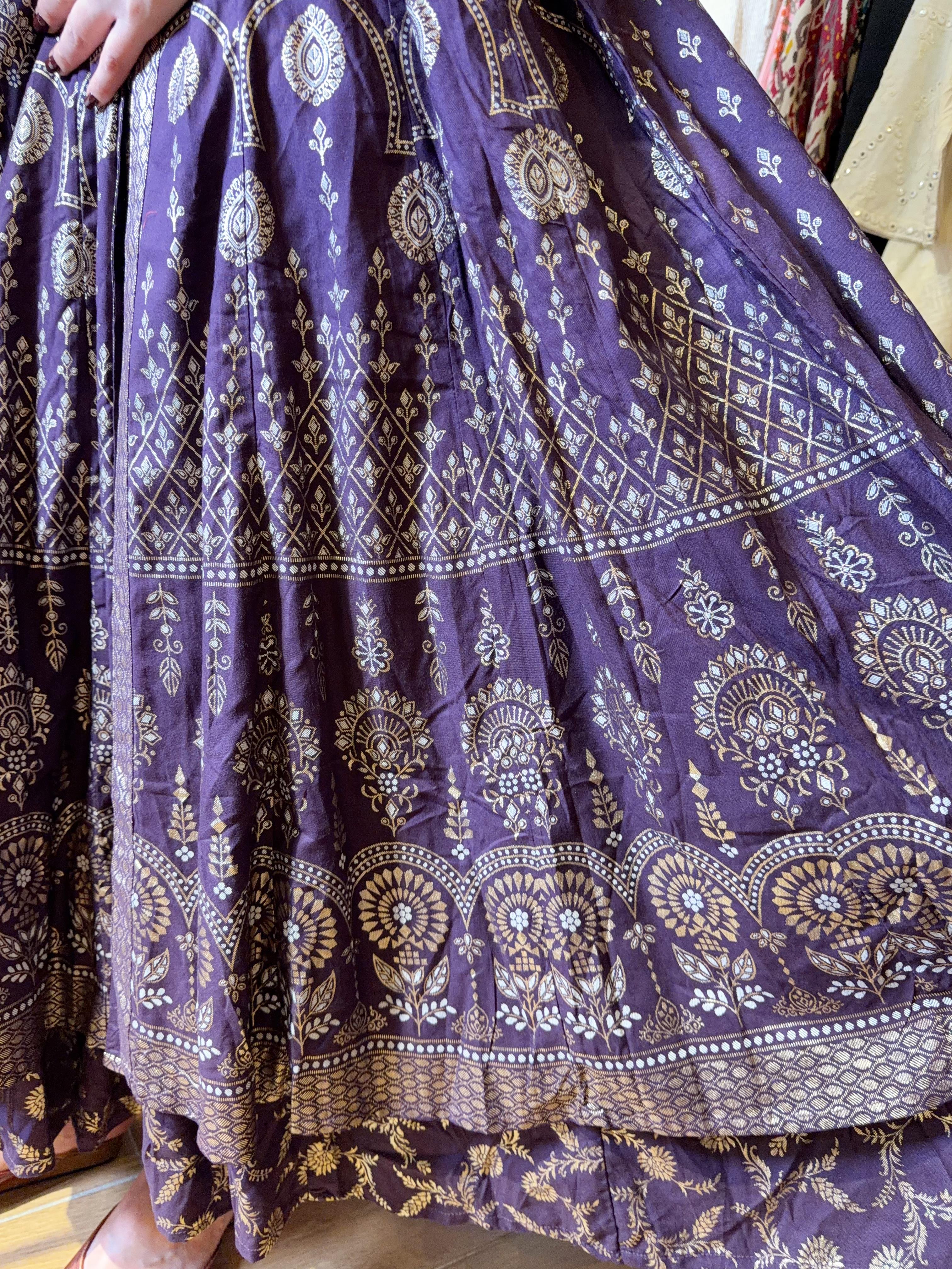 Dark Violet x Gold Print 2 Layer OP 48" #1135