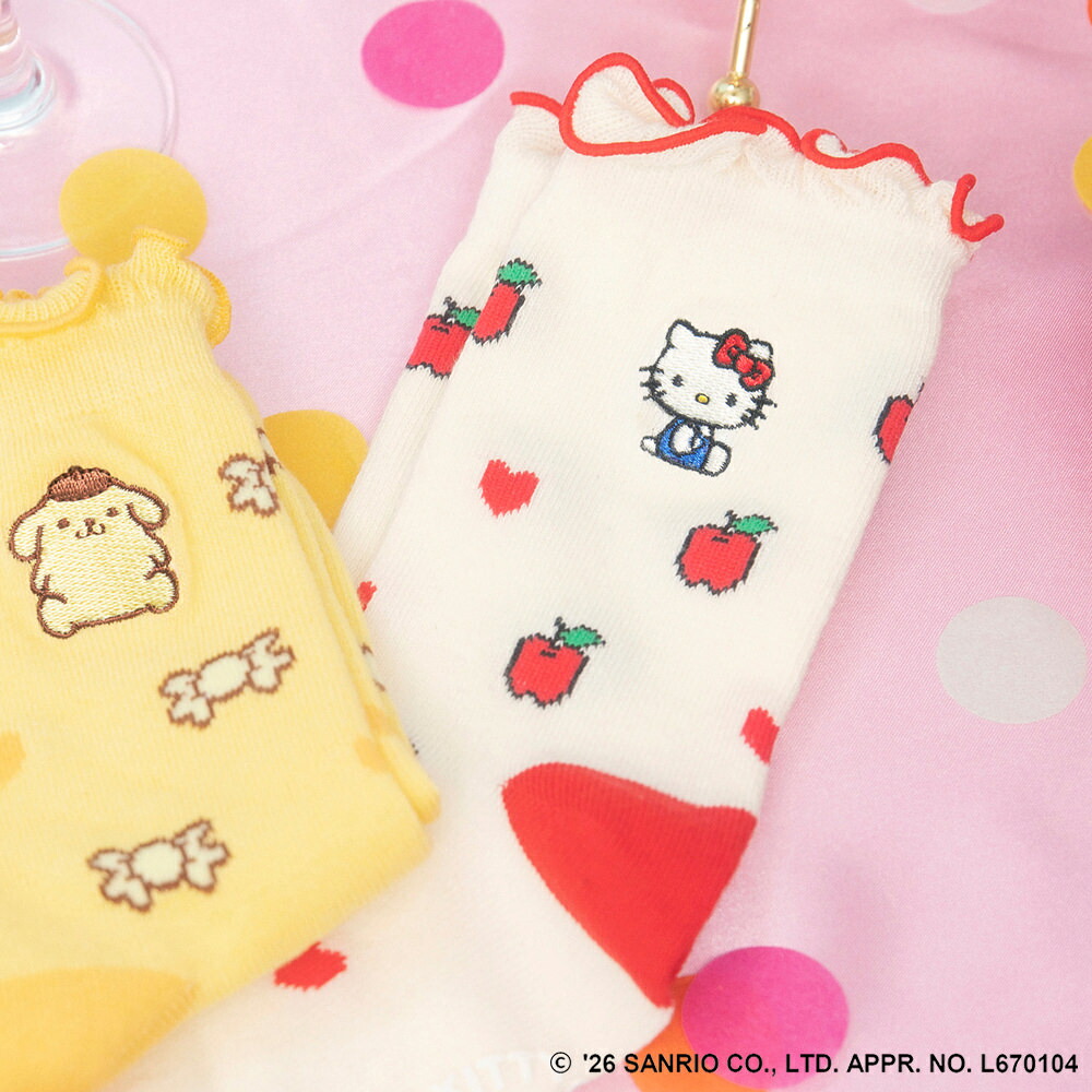 🆕【⭐訂購⭐】 🇯🇵日本直送 #Kitty / #Pompompurin 綑邊刺繡短襪［2款選］ [ELGA-0070][260813]