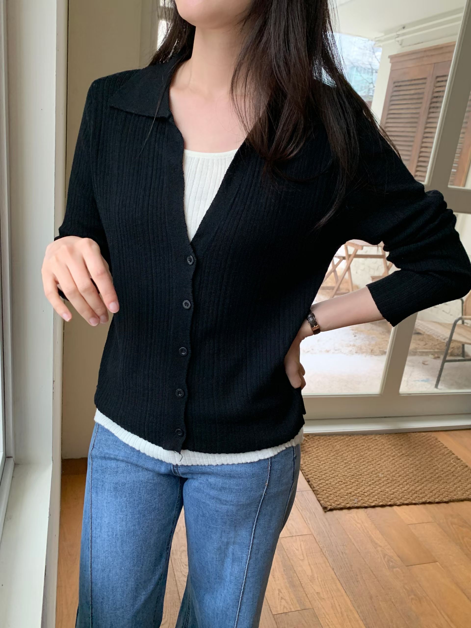 假2件開胸薄針織