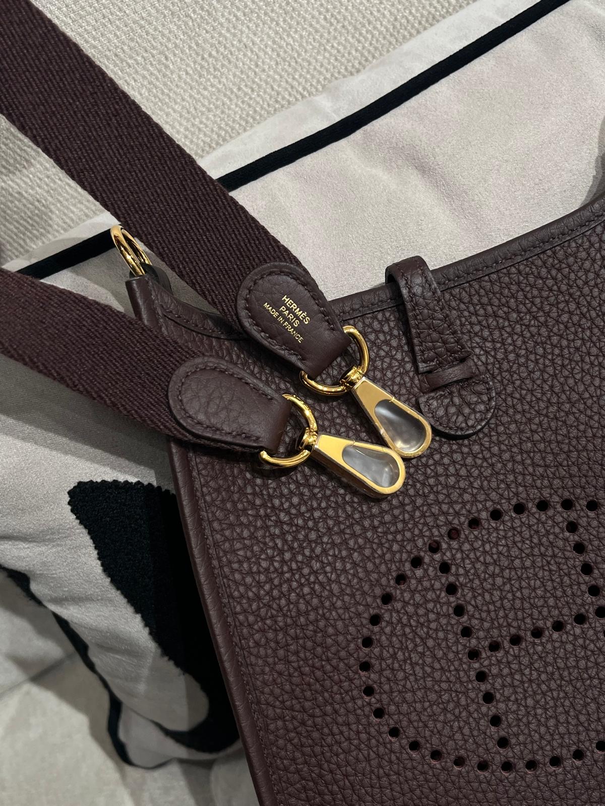 全新 Hermes mini evelyne,馬鞍紅實物咖啡色 100%Authentic ,brand new ✅收據✅dust bag✅box 