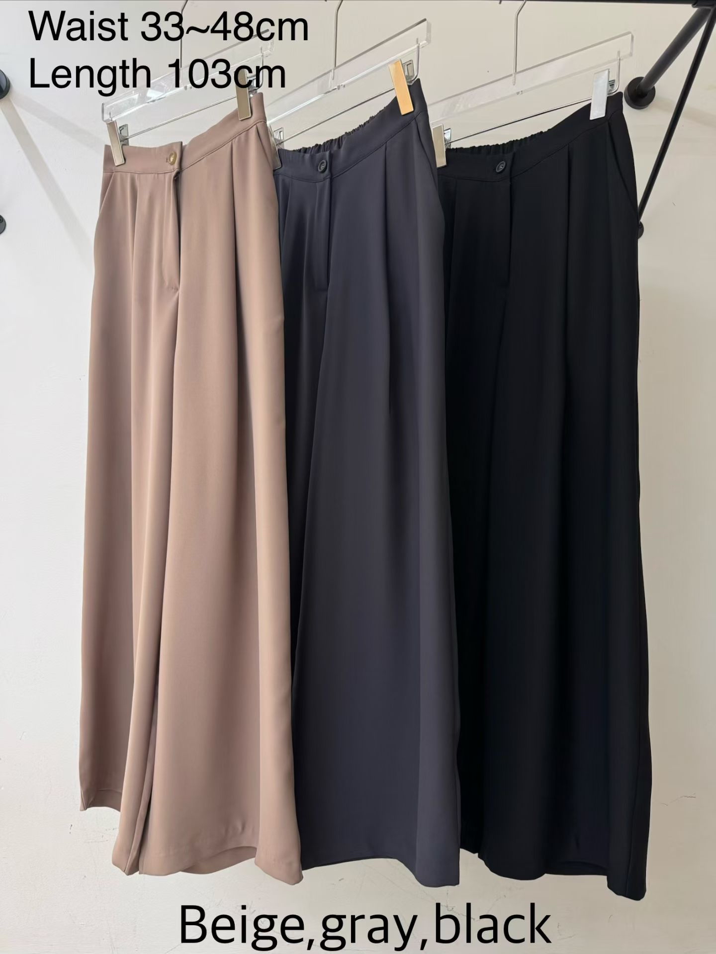 M17 後橡筋腰雪紡長褲