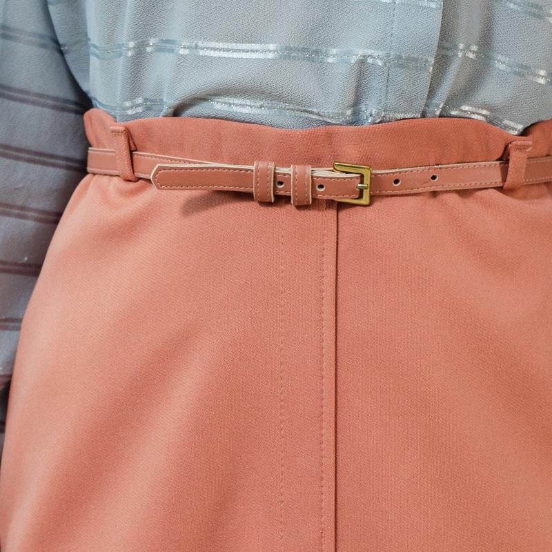 C.a. 1980s Koret of California Peach Pink Skirt with Original Belt - Waist up to 29"(MT1507)
