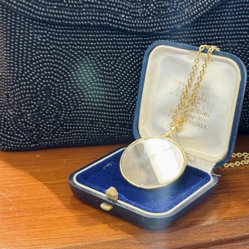 1970s American Mirror Pendant Necklace (B042)