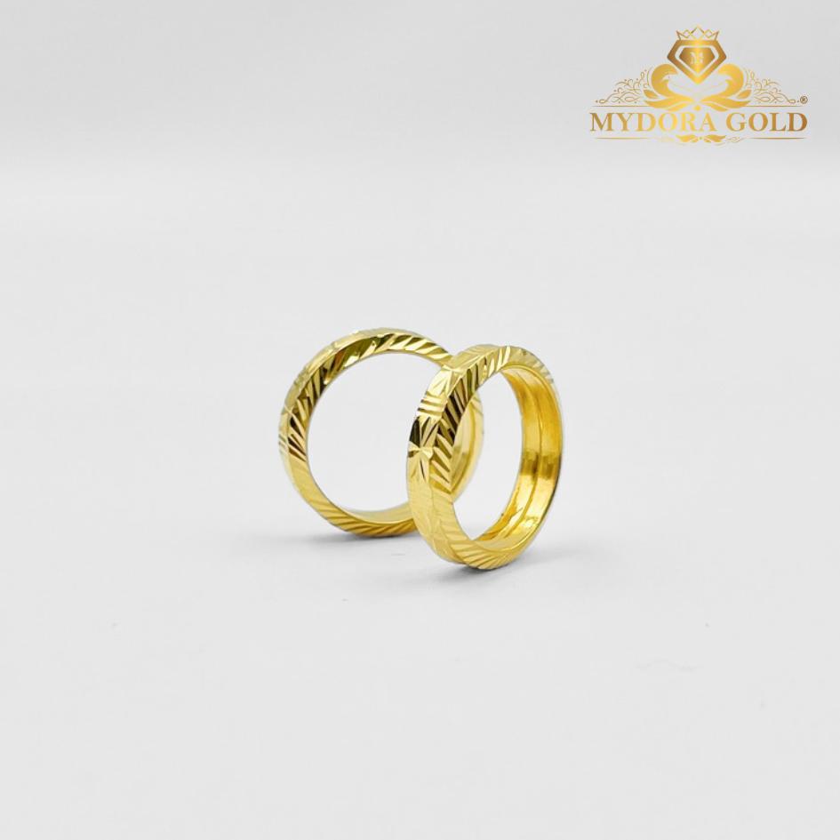 MYDORA Cincin Belah Rotan Stamping Hollow Geo Klasik | Emas 916/22K