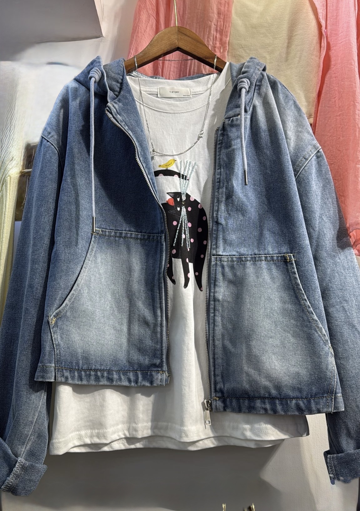 洗水有帽牛仔外套 