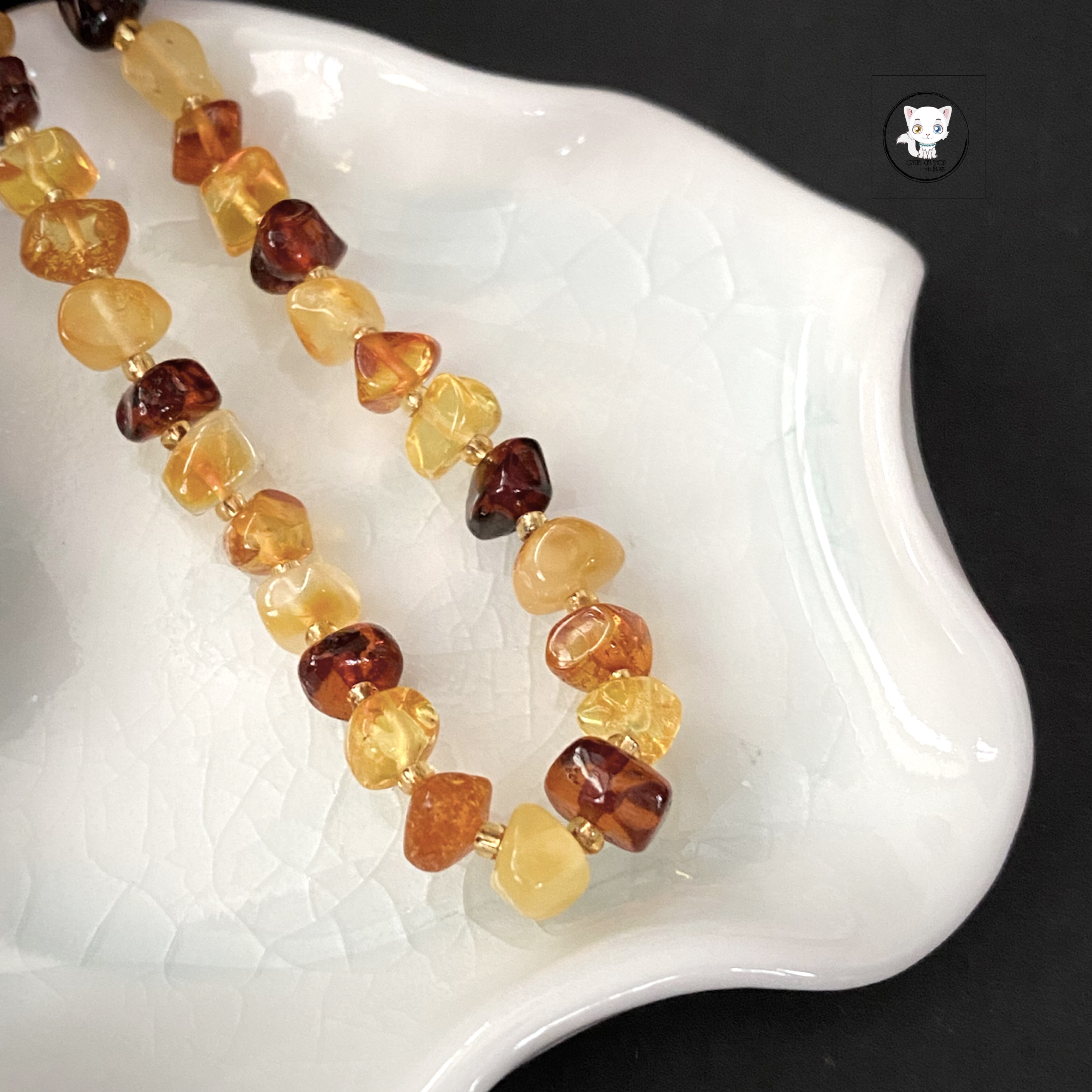 天然琥珀蜜蠟原石手鏈 6.5mm