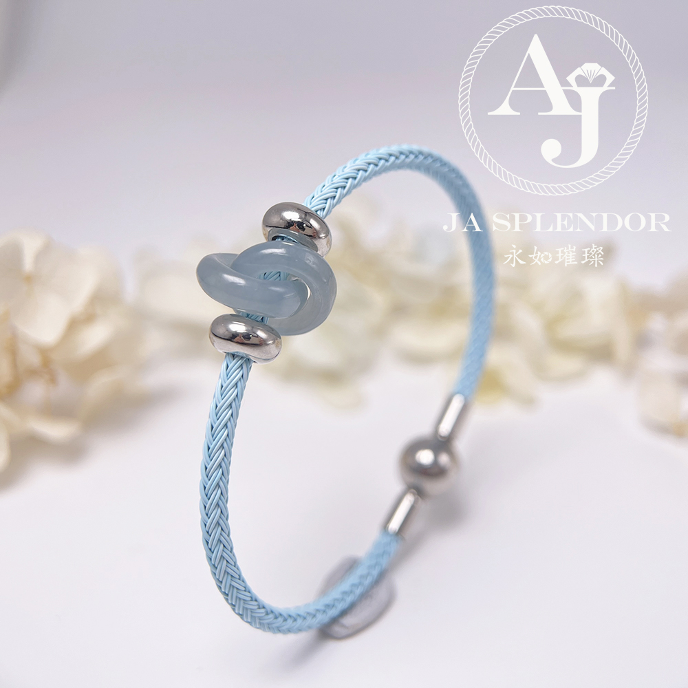 JN-2238 天然翡翠A玉 【愛永恆】環環相扣不鋼防水、防敏手鐲