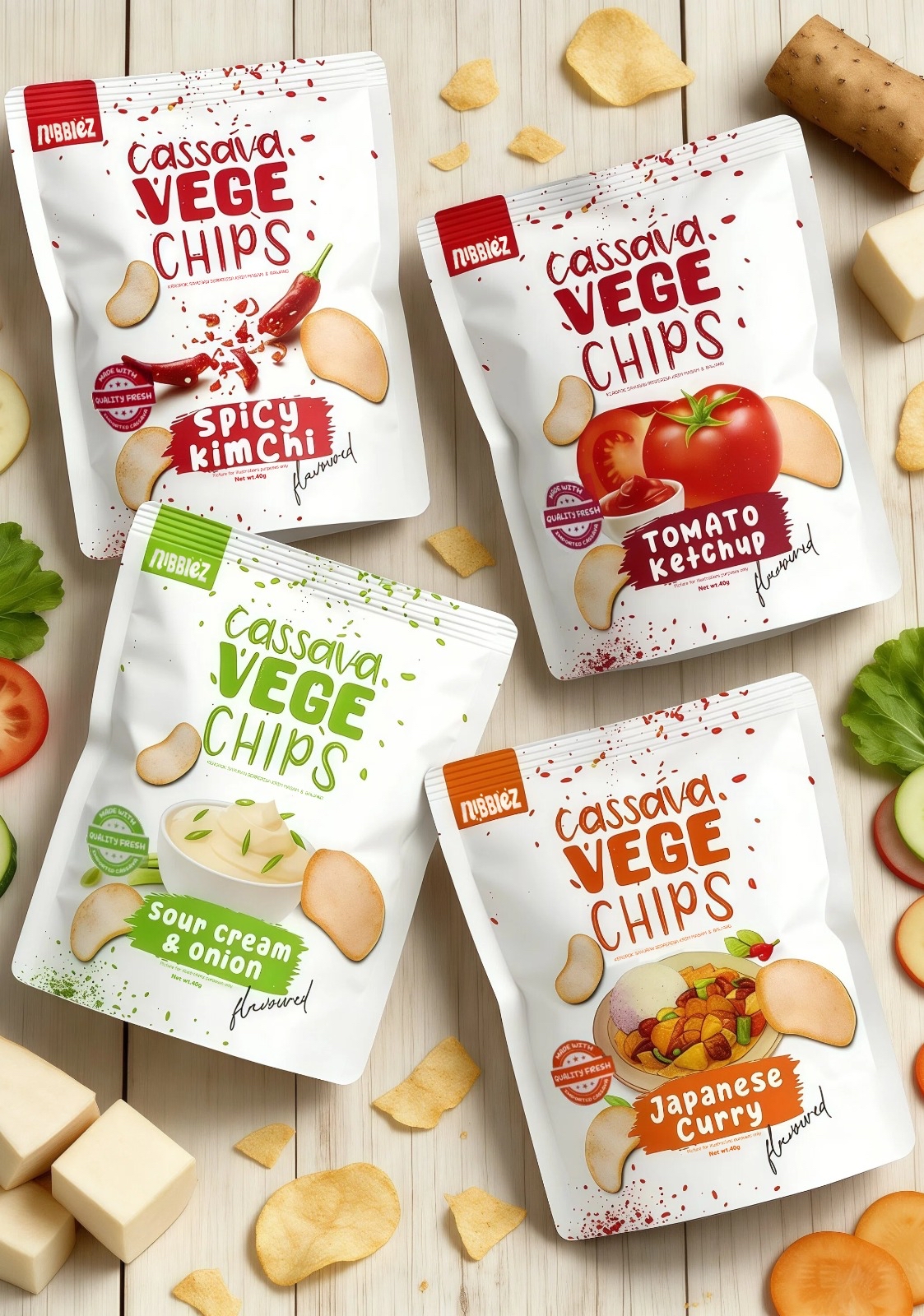 馬來西亞Nibblez木薯蔬菜脆片(4款口味)