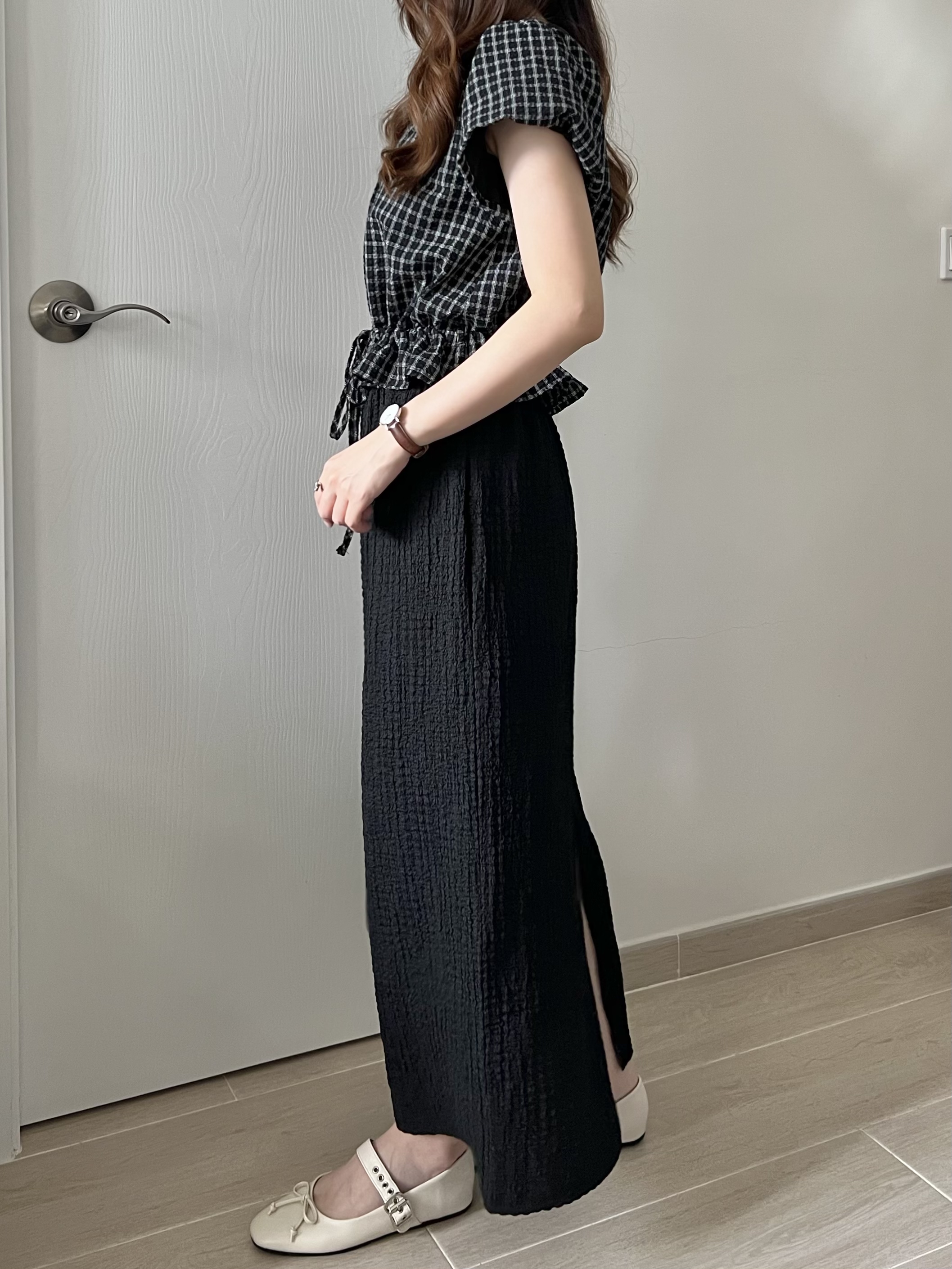 推薦 免熨寬鬆格紋blouse 