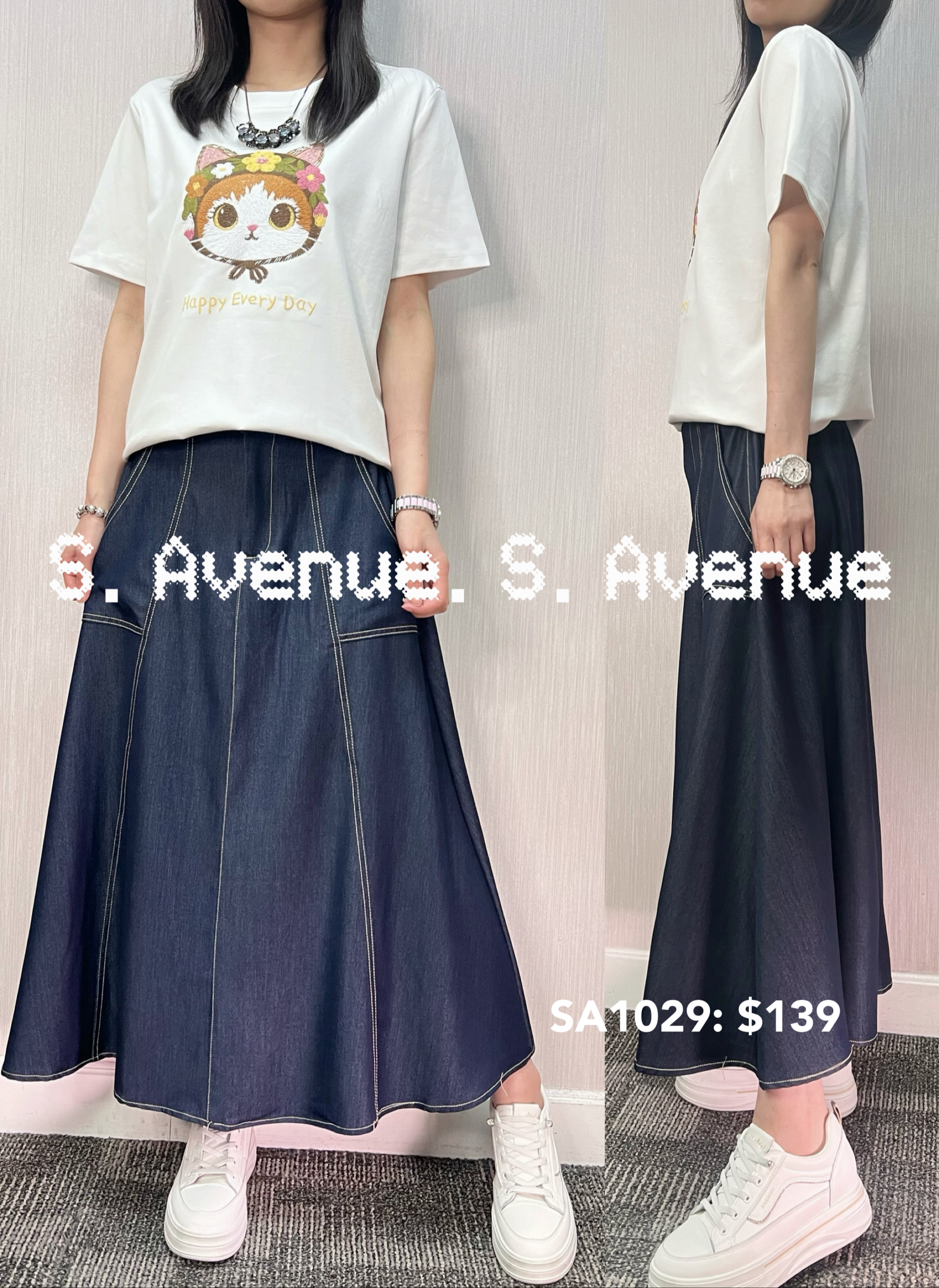 SA1029: 短袖繡可愛貓貓tee