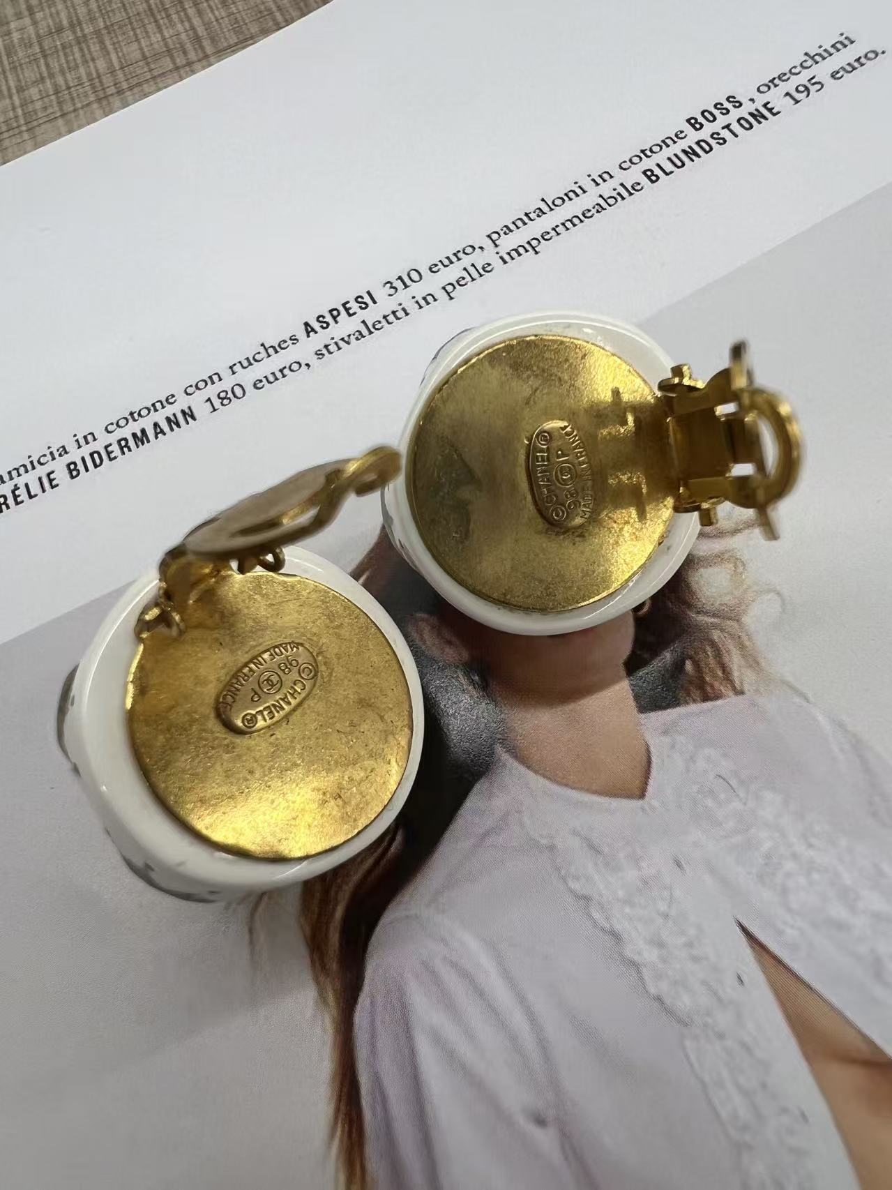 Chanel 立體波波點夾式耳環