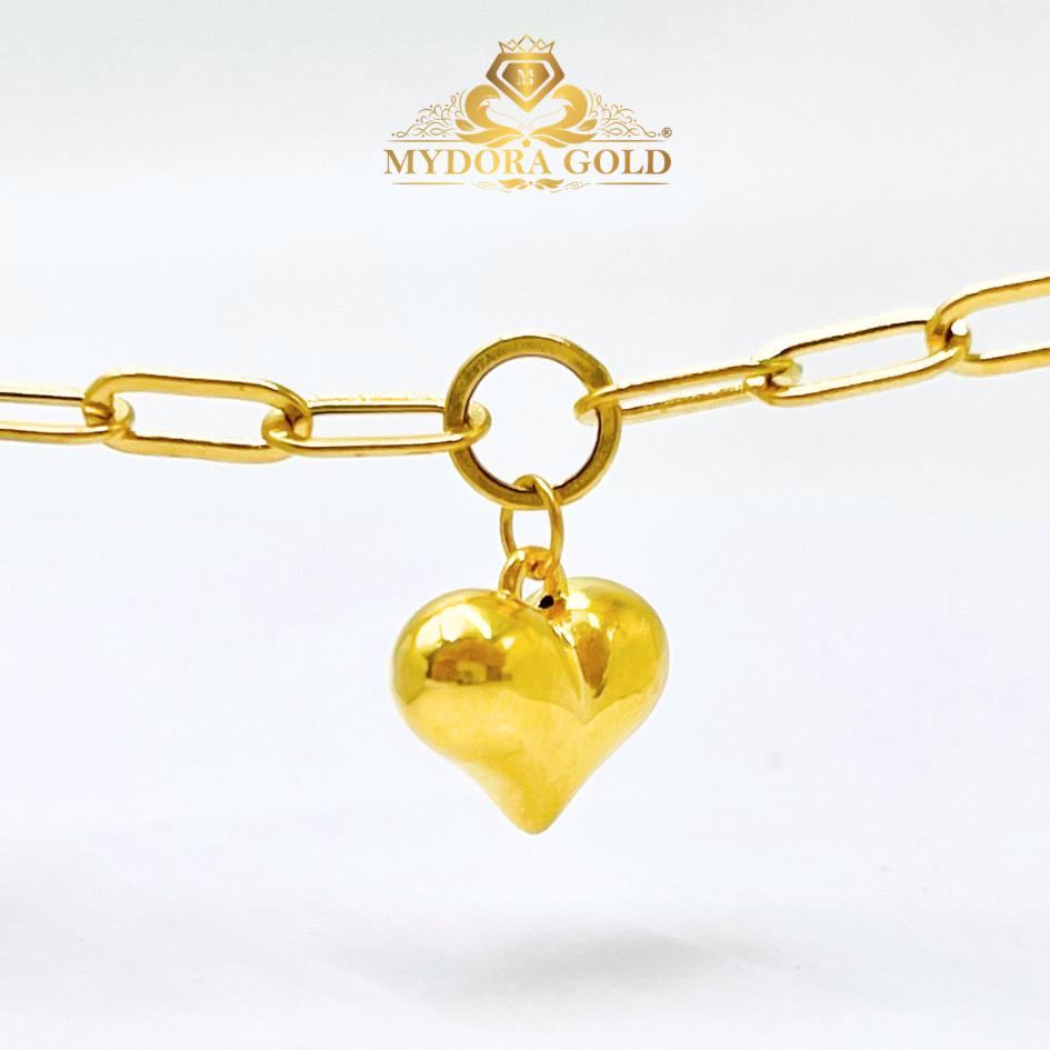 MYDORA Rantai Tangan Fesyen Sauh Paperclip + 1 Love Gemuk l EMAS 916/22K