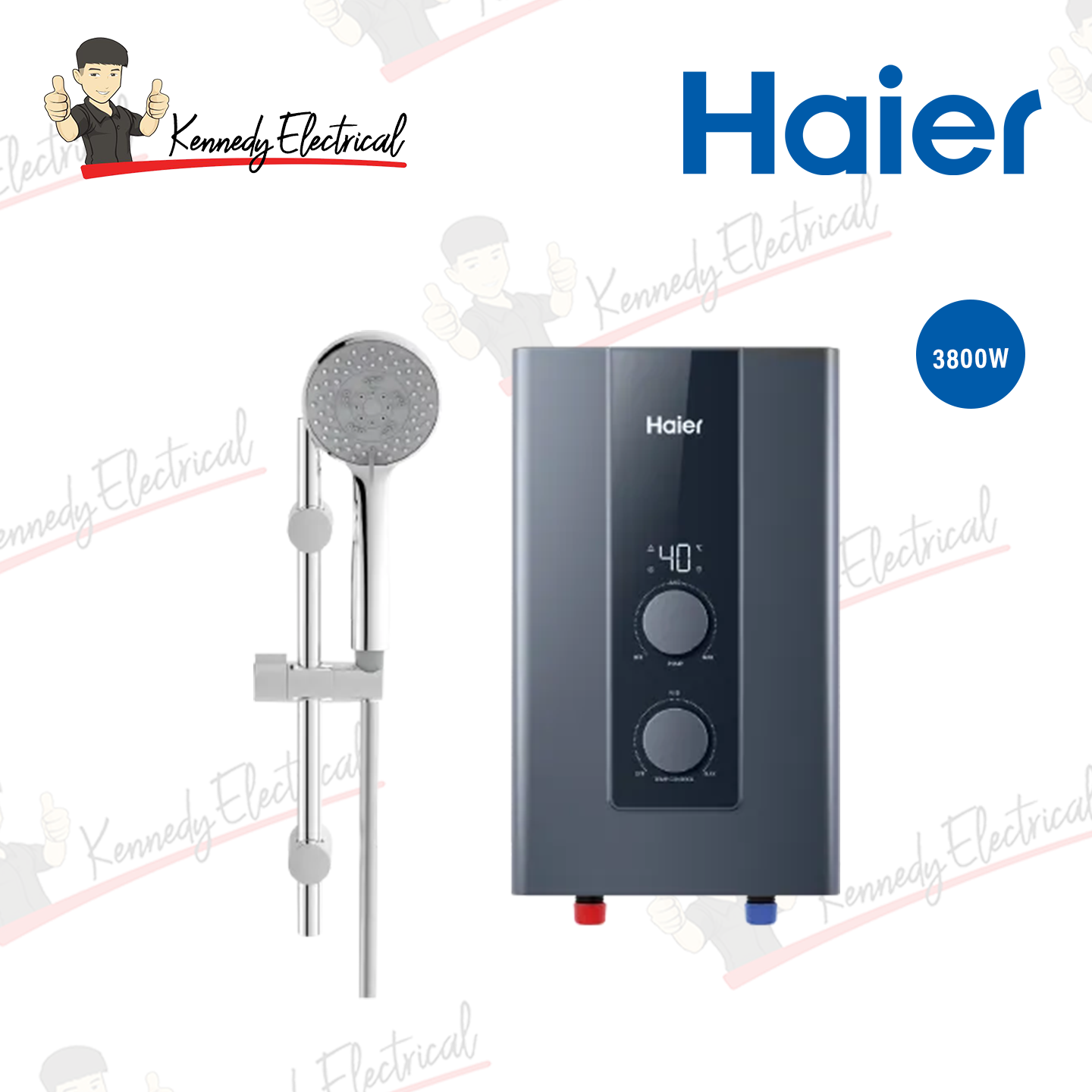 Haier 3.8kW Non-Pump Water Heater Black (EI38E-FP3B)