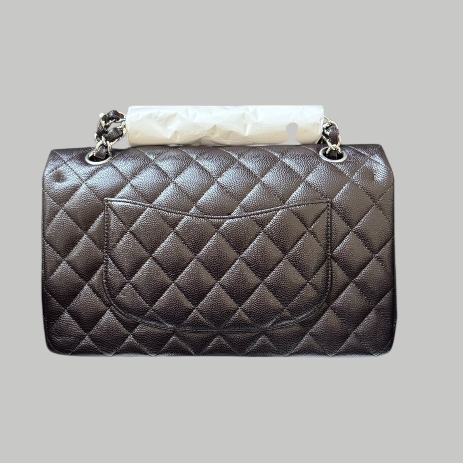 Chanel Caviar CF25 朱古力啡銀扣