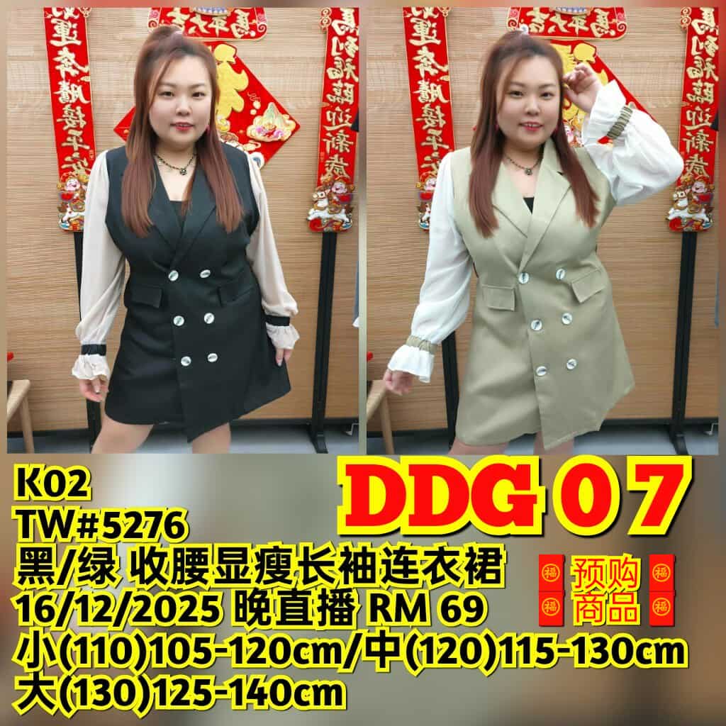DDG07 TW#5276 收腰显瘦长袖连衣裙