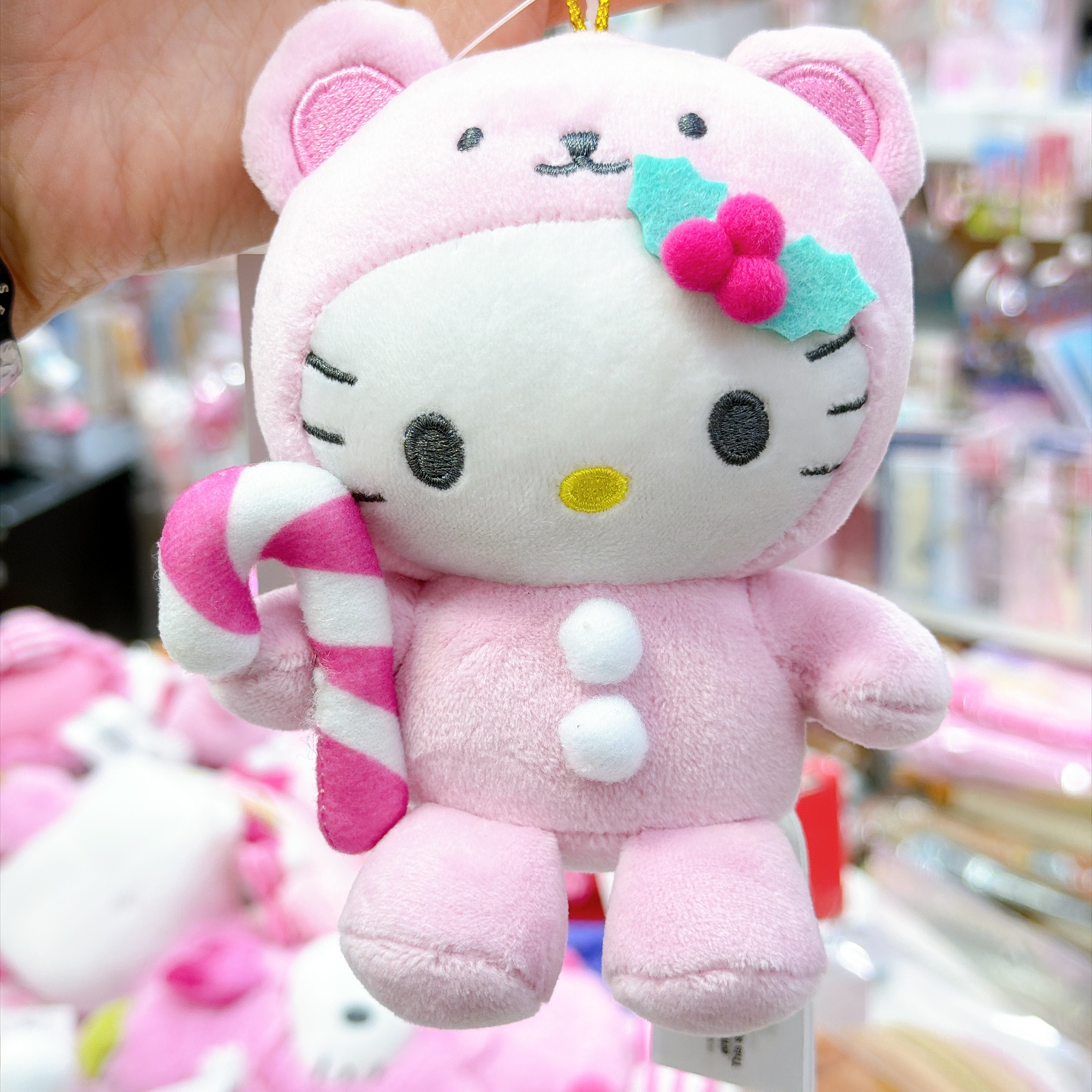原裝行貨 Kitty粉紅聖誕節系列雪人熊仔公仔掛飾