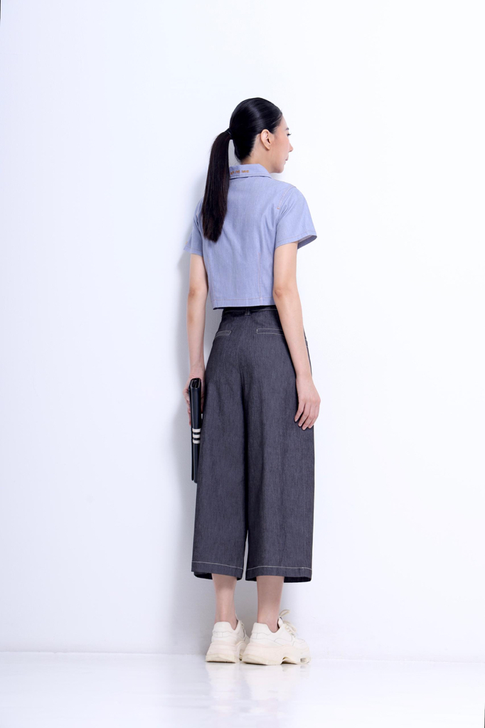 CB2750 Contrast Stitch Cropped Top