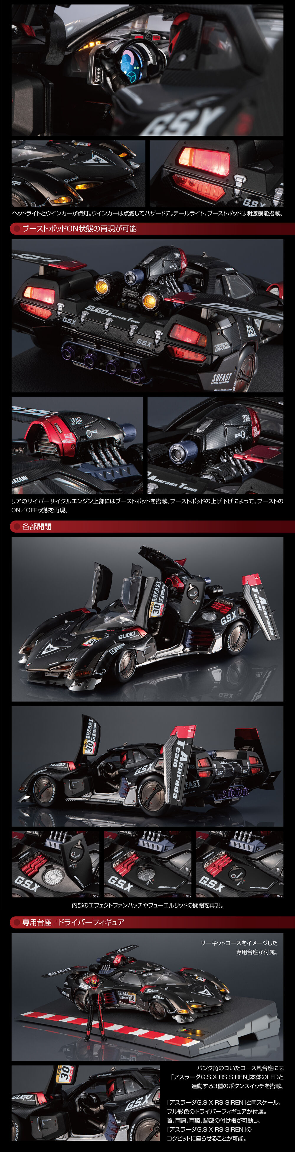 (預訂訂金 $1000) (總價 $2645) (魂限) (行版連特典) threeMega MegaHouse x threezero Variable Action Hi-SPEC UNITED Future GPX Cyber Formula Asurada G.S.X RS SIREN VA Hi-SPEC UNITED 新世紀GPX 高智能方程式 雷神 G.S.X RS SIREN