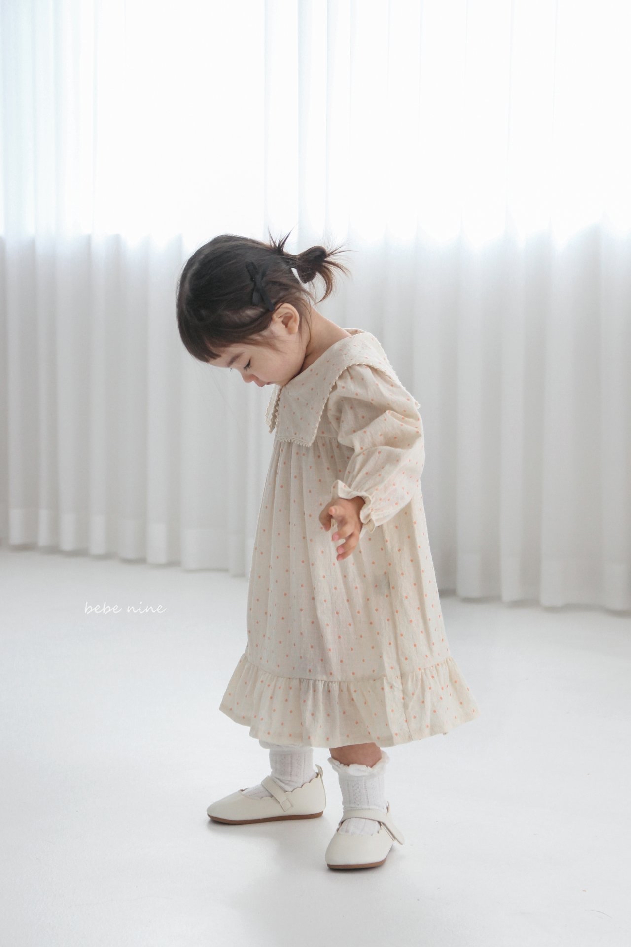 🌸預訂 韓國直送🌸🇰🇷Bebenine兩色方領波點荷葉邊長袖連身裙