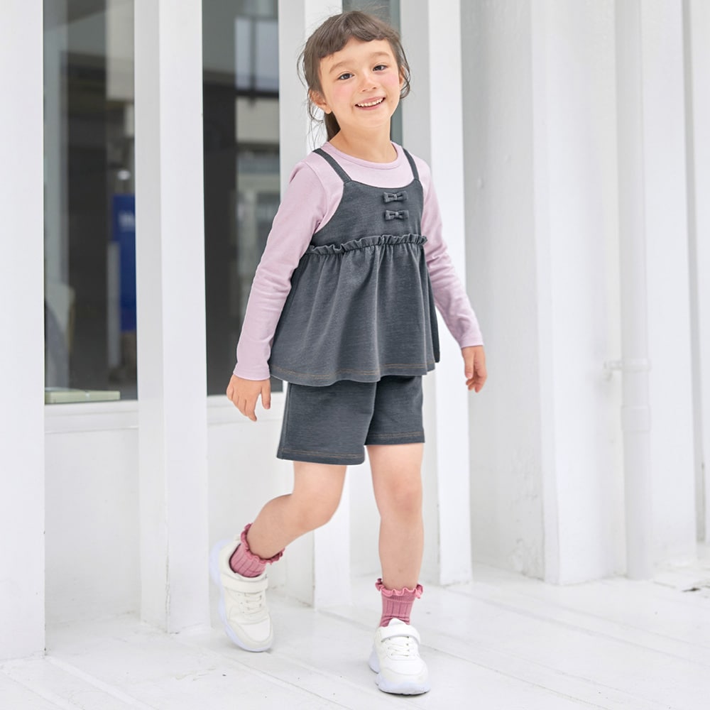 🆕【⭐訂購⭐】 🇯🇵日本直送🌀GITA牛仔風 針織緞帶 吊帶長袖上衣+短褲套裝［2款選］🌀[ELCA-0100][260412]