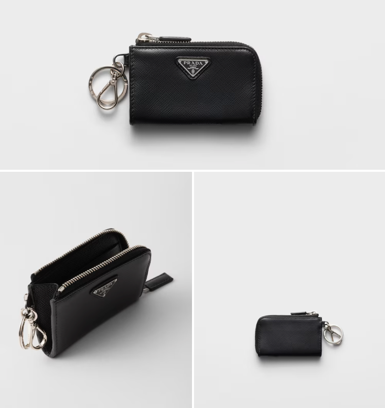 【正品級】PRADA Saffiano 皮革鑰匙扣掛飾/散紙包 連專櫃禮盒