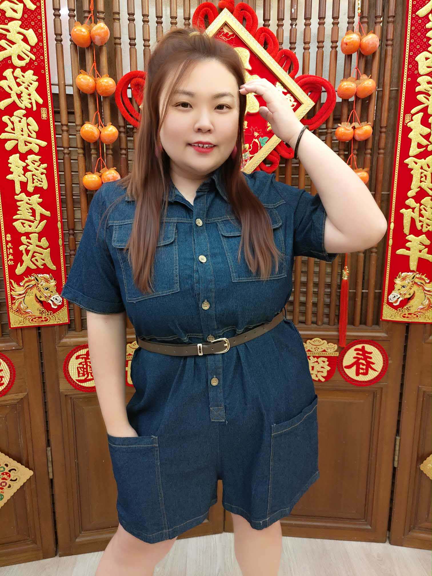 NJB03 TW#5925 牛仔腰带双口袋连体裤