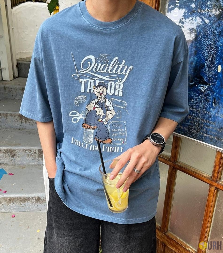 【100%保證韓國直送】Vintage Pigment Character Tailor復古洗水落肩寬鬆短袖Tee 👕 [3 color] RG165909