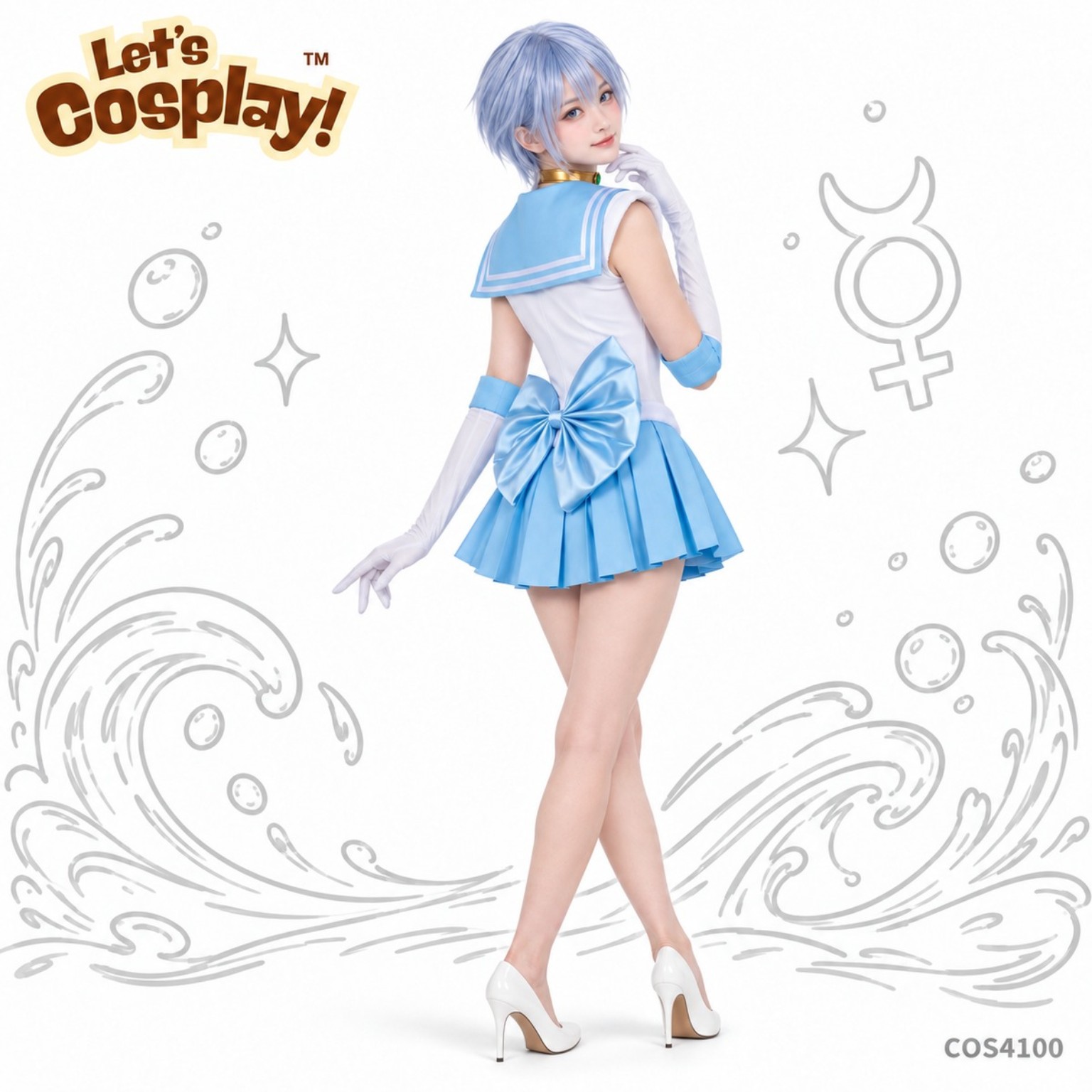 美少女戰士水野阿美Sailor Mercury萬聖節動漫服裝日本動漫衣服水手服,香港現貨Lets Cosplay COS4100