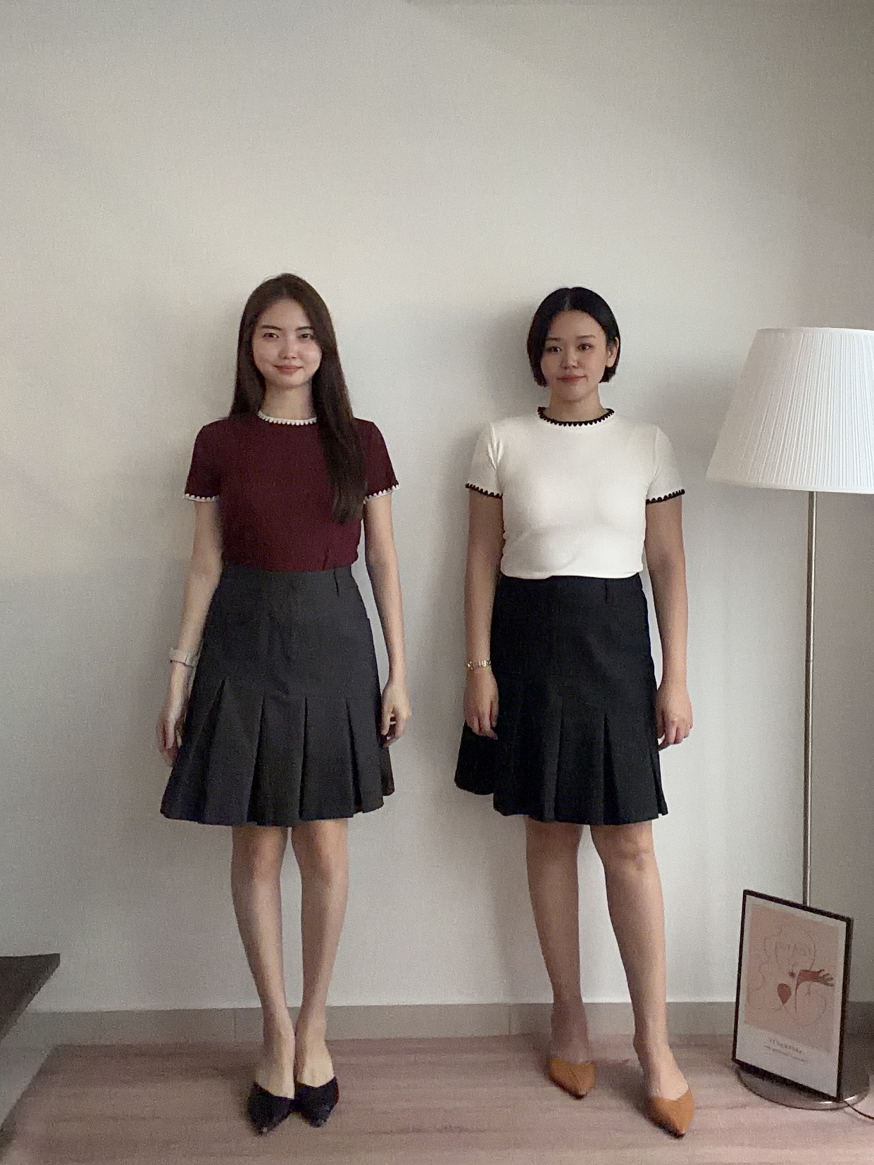 S2032 Irregular Midi Pleated Skirt - Black & Grey