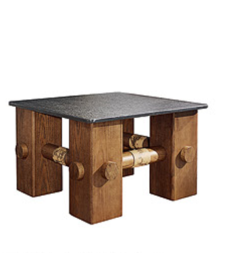 火燒石木紋柱方几