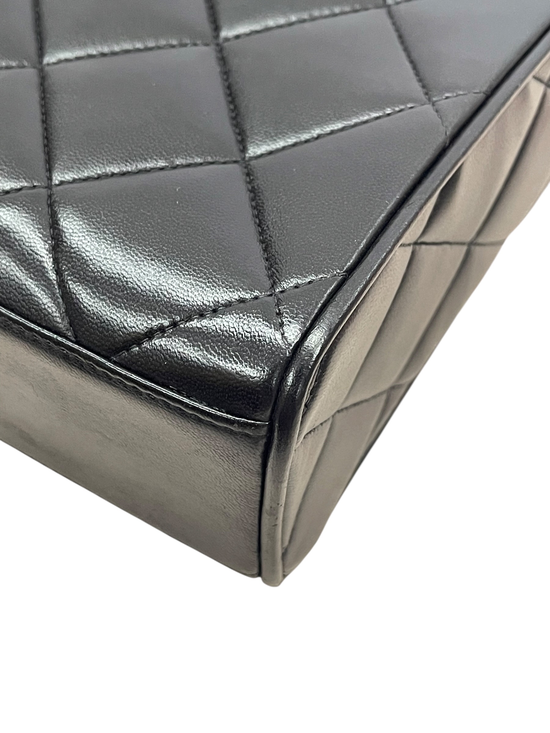 Pre-Owned CHANEL Black Covered CC Quilted Flap Bag Lambskin / Product Code:081310