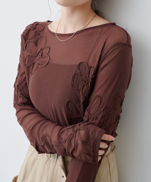 花花刺繡薄紗上衣【JT025】