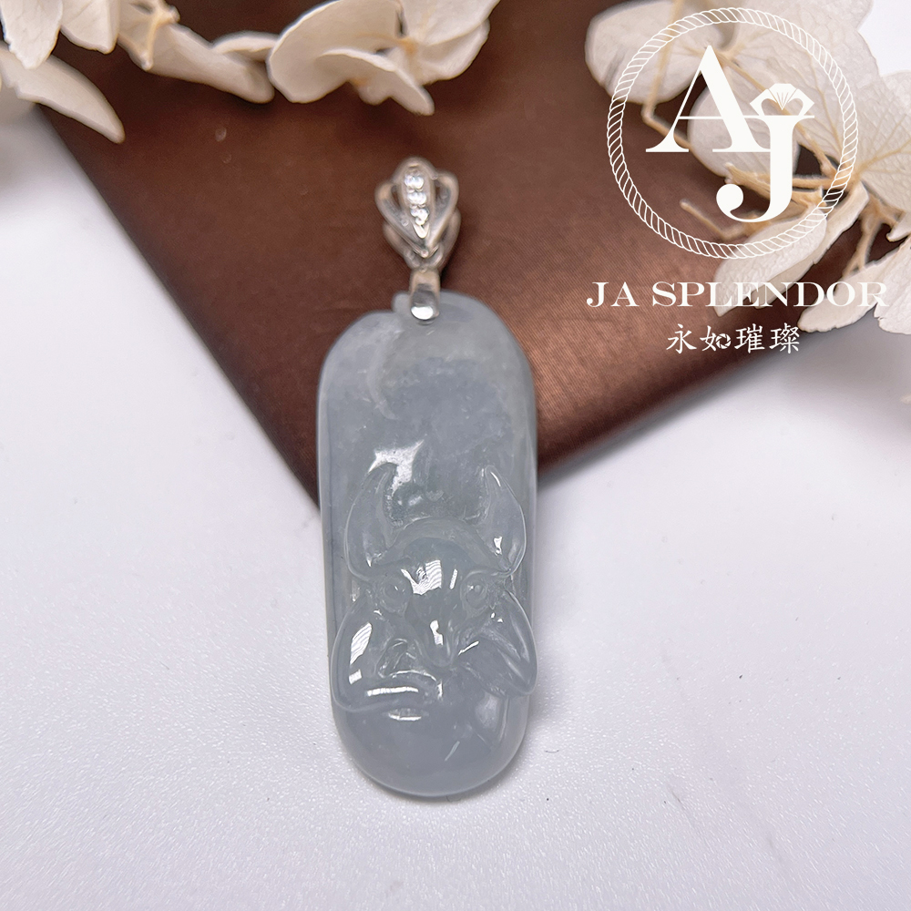 JNS-344 天然翡翠A玉-福到蝙蝠純銀吊墜